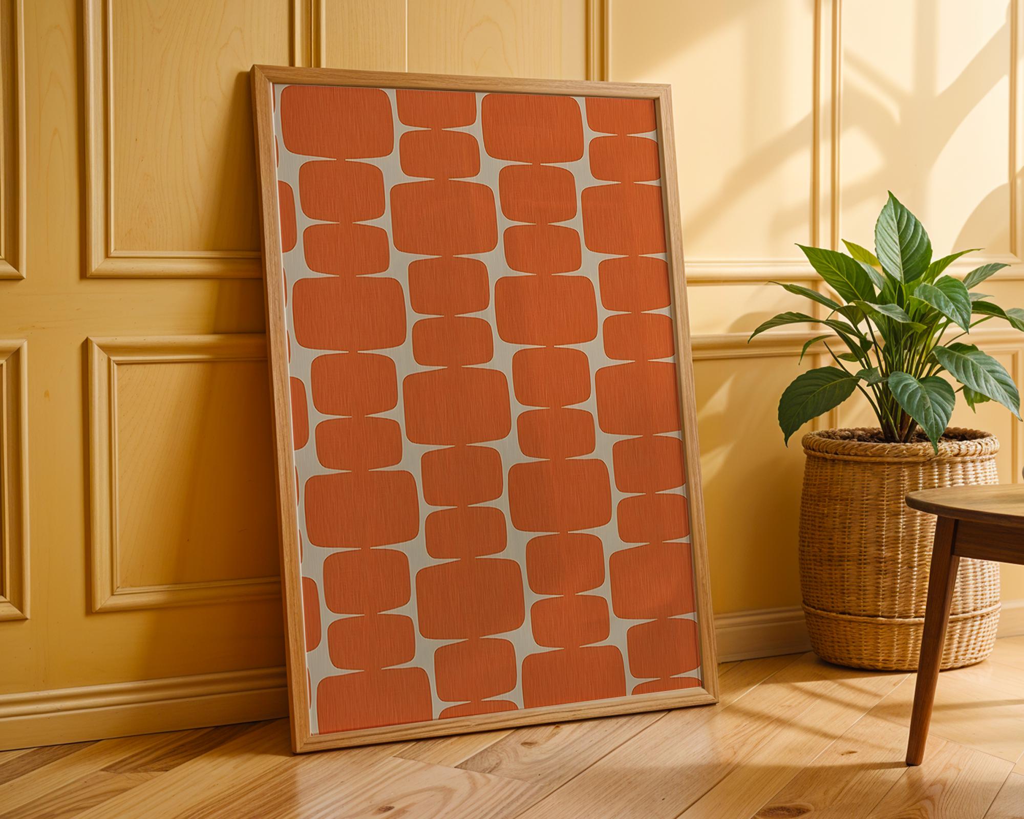 Orange Geometric Art Print | Mid-Century Modern, Scandinavian Decor wall art print, modern home decor, unframed artwork by Nomad & Nest