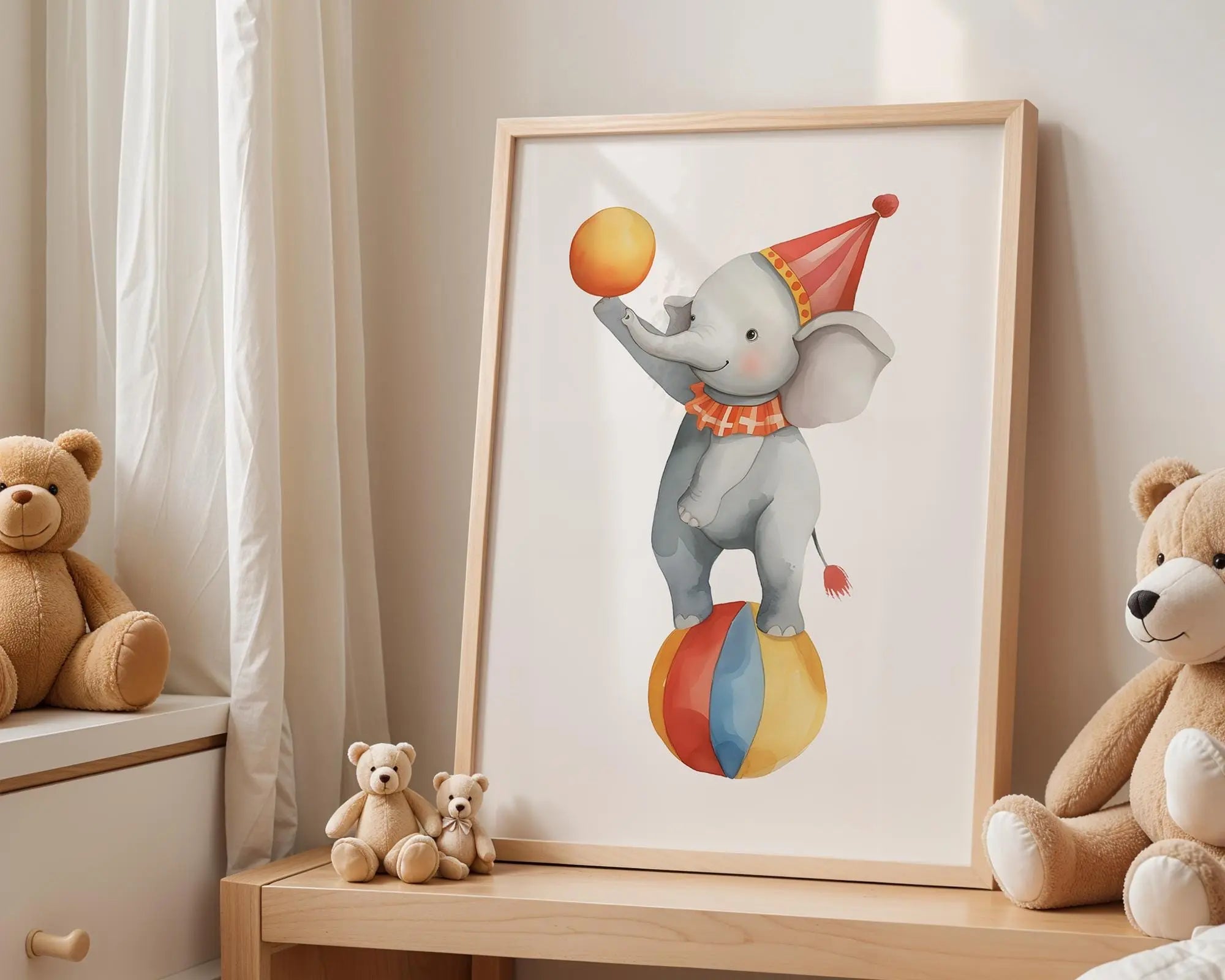 Playroom Ideas | Circus Elephant Nursery Wall Art | Vintage Animal Illustration wall art print, modern home decor, unframed artwork by Nomad & Nest