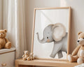 Playroom Ideas | Gentle Elephant Calf Nursery Wall Art | Soft Safari Print wall art print, modern home decor, unframed artwork by Nomad & Nest