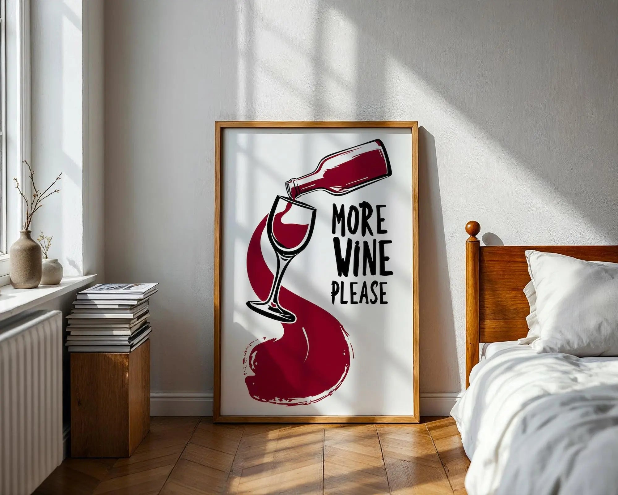 Positive Emotion | More Wine Please Print – Funny Kitchen & Bar Wall Art wall art print, modern home decor, unframed artwork by Nomad & Nest