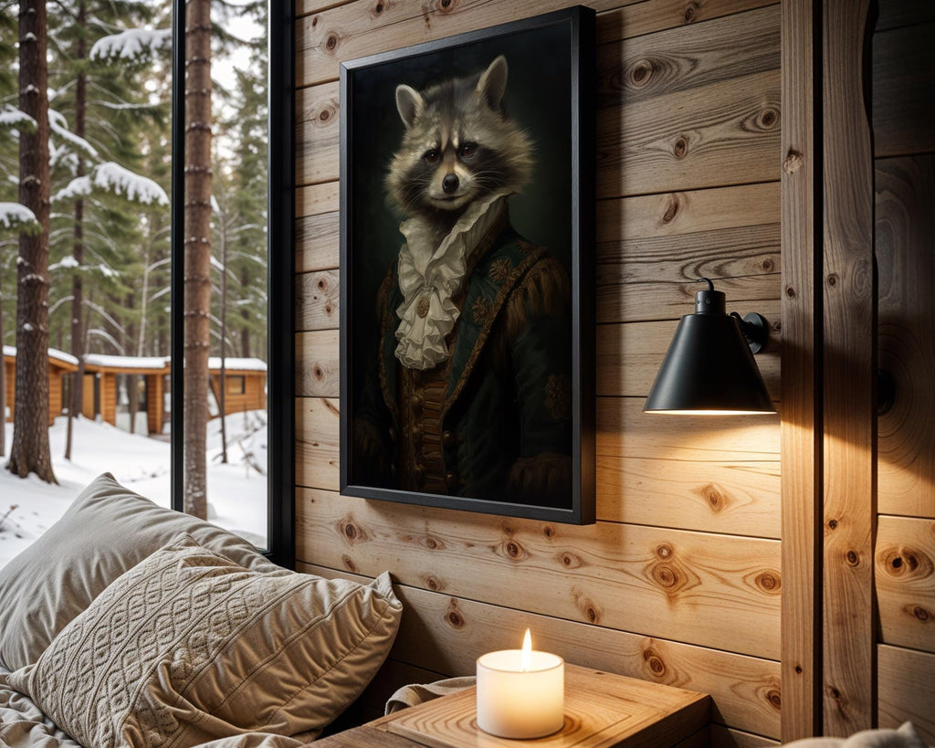 Rococo Raccoon Portrait Print | Funny Anthropomorphic Animal Wall Art wall art print, modern home decor, unframed artwork by Nomad & Nest