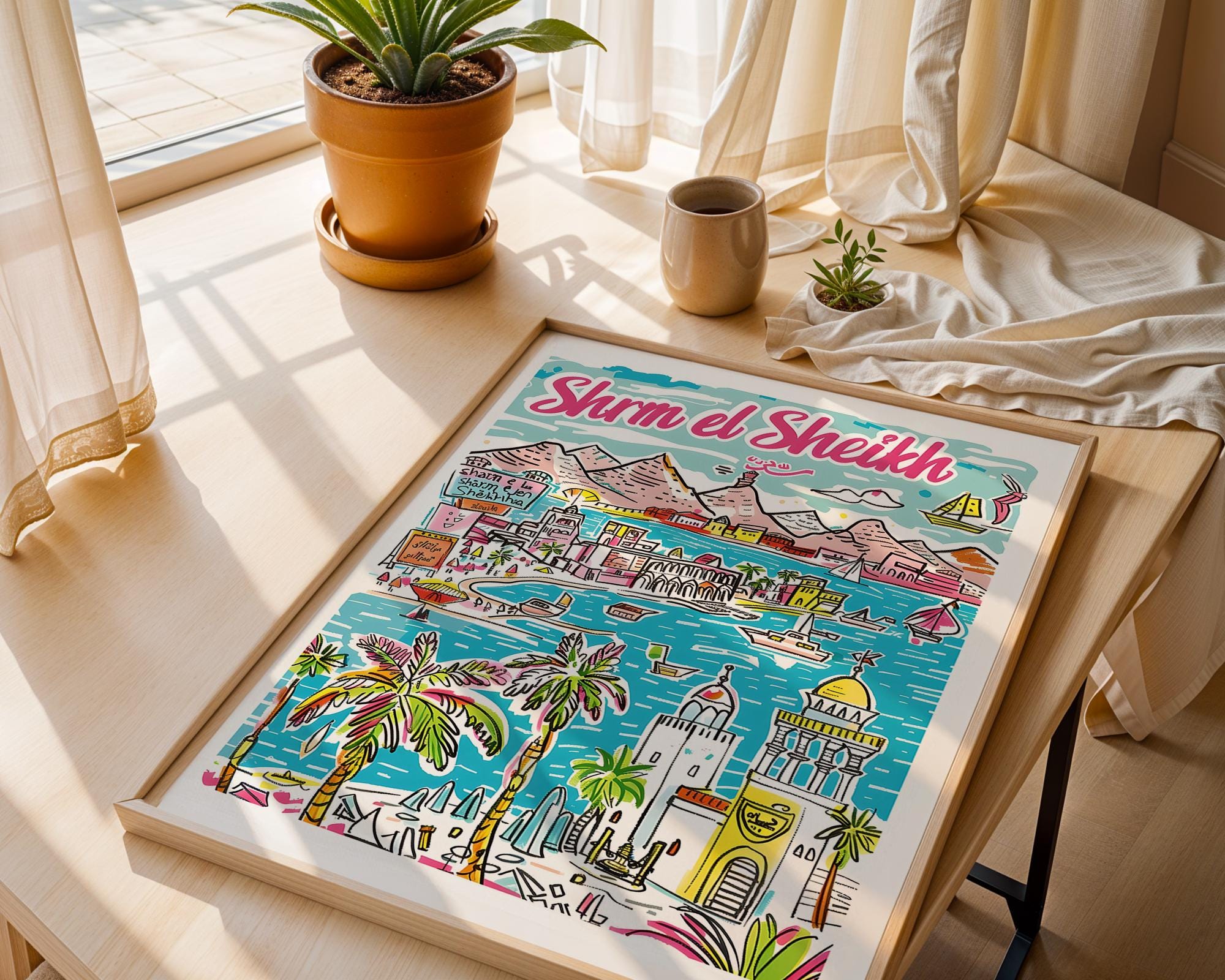 Sharm El Sheikh Poster | Vibrant Egypt Travel Print wall art print, modern home decor, unframed artwork by Nomad & Nest