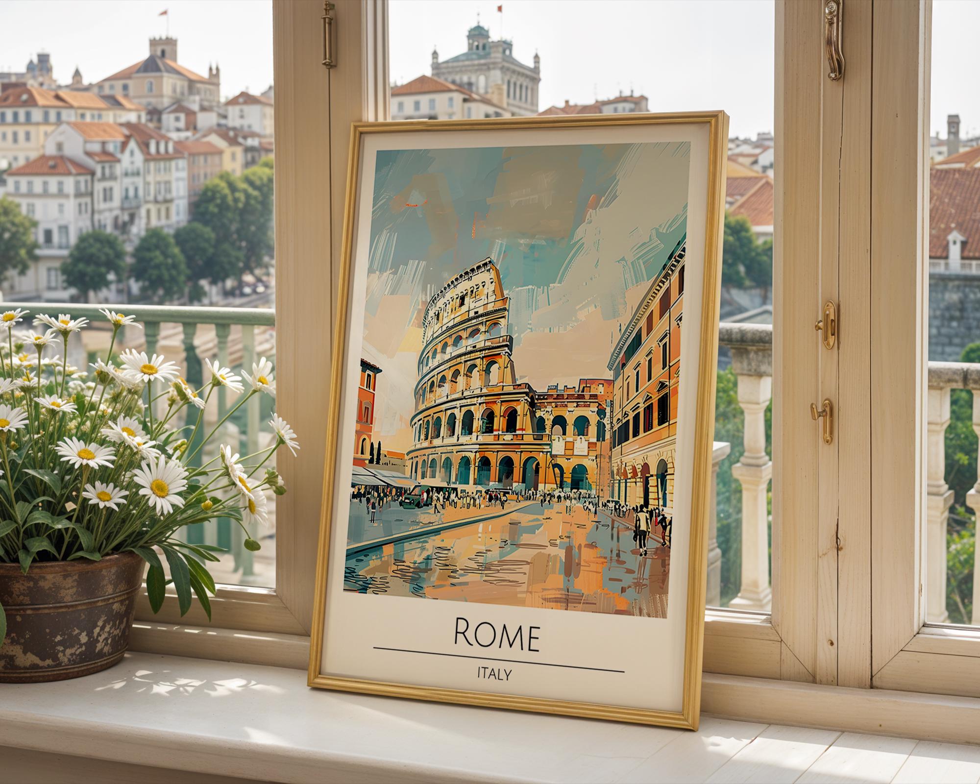 Rome Colosseum Travel Poster | Italian Architecture Art Print wall art print, modern home decor, unframed artwork by Nomad & Nest