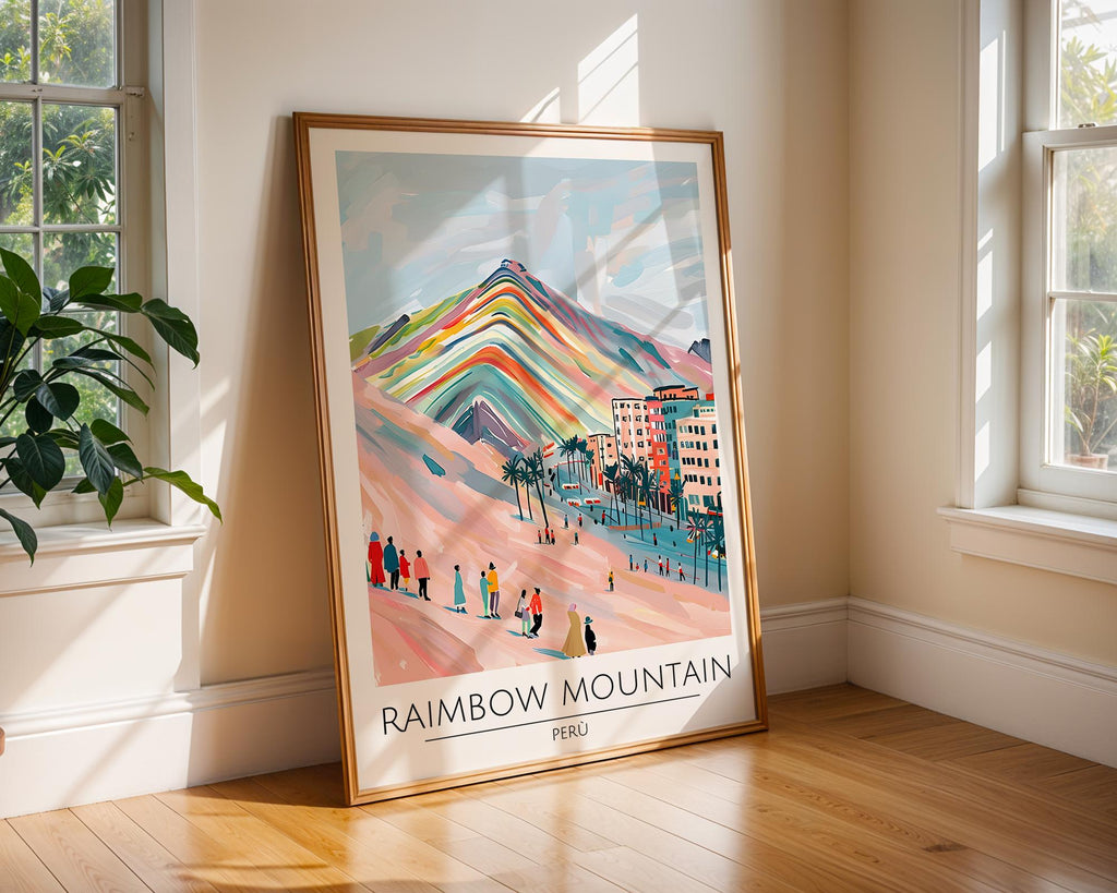 Rainbow Mountain Peru Art Print | Colorful Andes Travel Poster wall art print, modern home decor, unframed artwork by Nomad & Nest