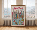 New York Cityscape Poster | Colorful NYC Travel Print wall art print, modern home decor, unframed artwork by Nomad & Nest