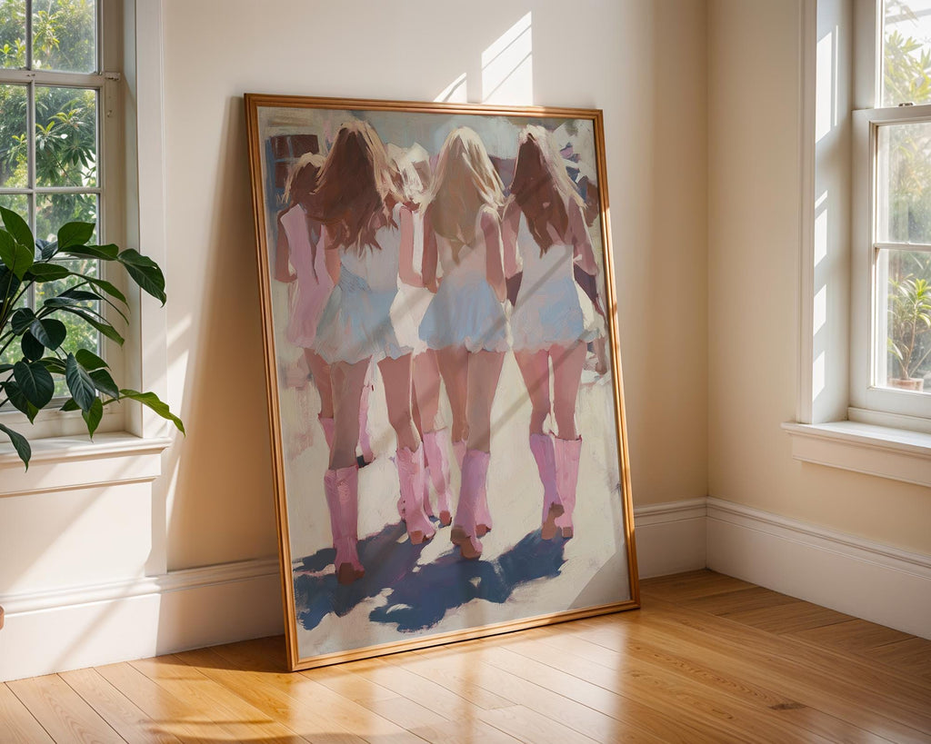 Pink Cowgirl Boots Oil Painting | Barbiecore Coastal Fashion Print wall art print, modern home decor, unframed artwork by Nomad & Nest