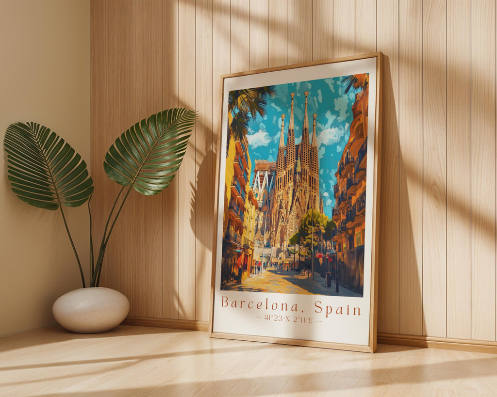 Sagrada Familia Print | Barcelona Travel Poster, Spain Art wall art print, modern home decor, unframed artwork by Nomad & Nest