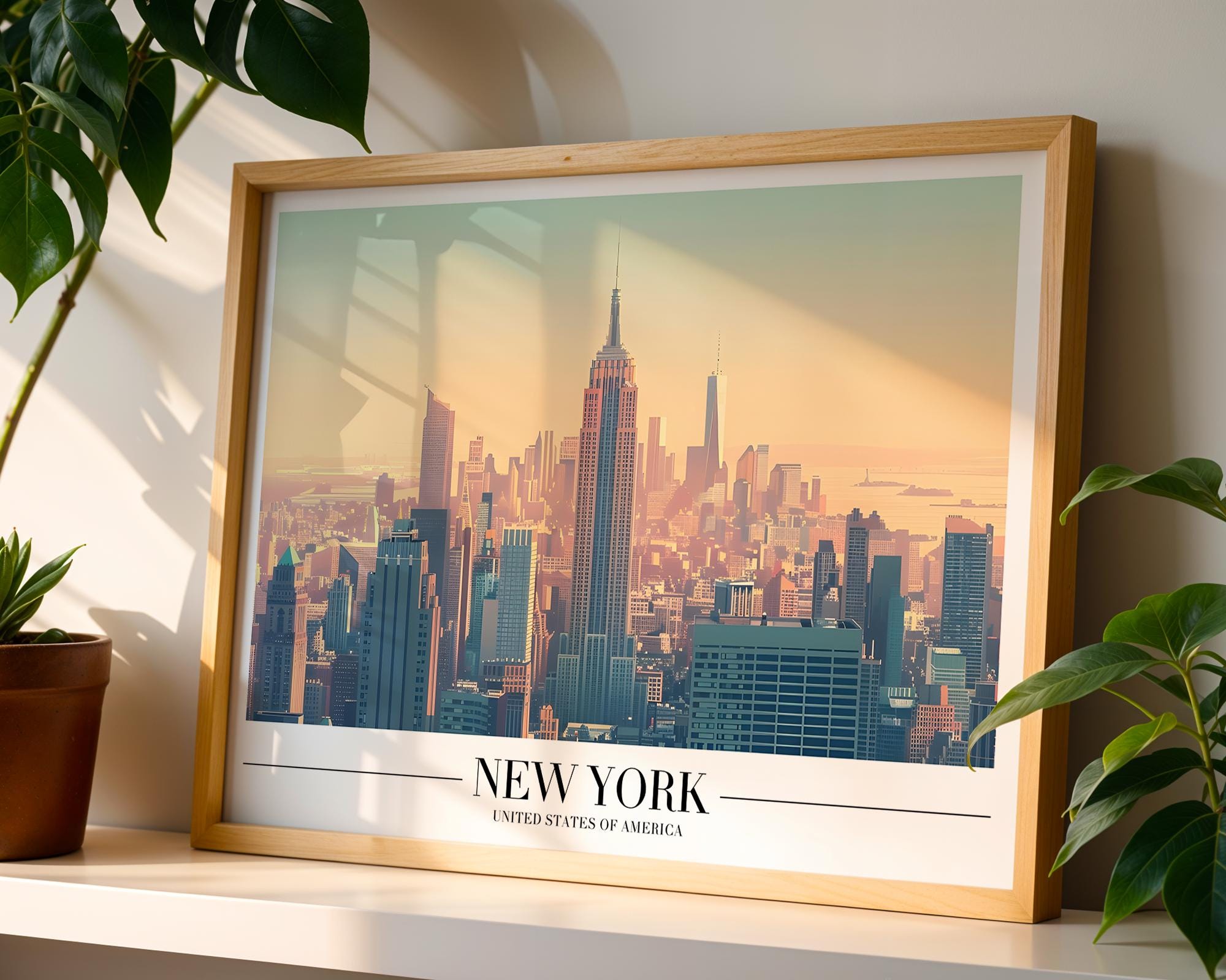 New York City Skyline Art Print | Retro Travel Poster wall art print, modern home decor, unframed artwork by Nomad & Nest