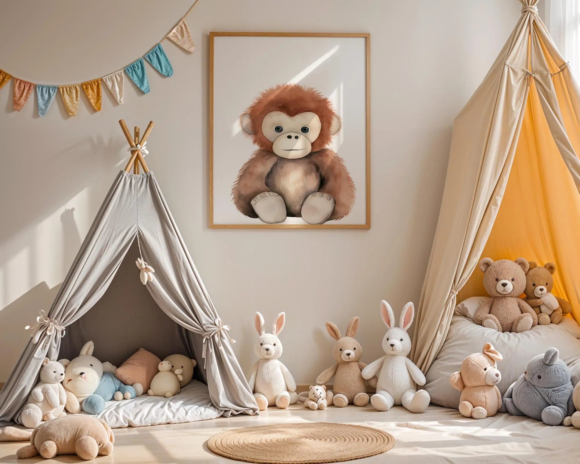 Playroom Ideas | Cute Orangutan Nursery Wall Art | Jungle Animal Baby Decor wall art print, modern home decor, unframed artwork by Nomad & Nest