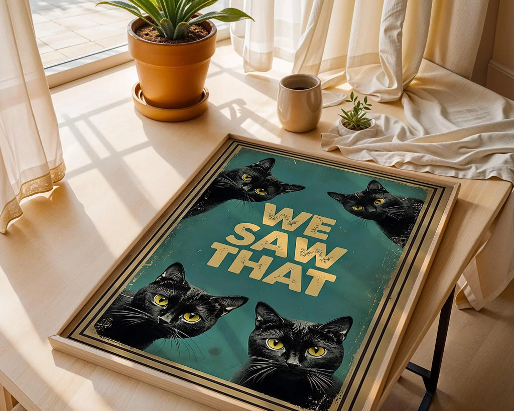 Funny Black Cat Poster | Judgmental Cats Retro Wall Art wall art print, modern home decor, unframed artwork by Nomad & Nest