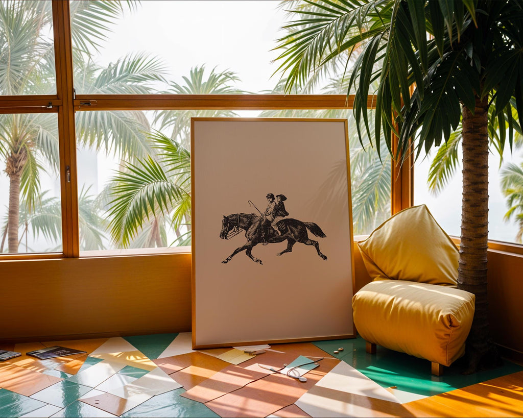 Vintage Equestrian Print | Sepia Tone Horse Riding Poster wall art print, modern home decor, unframed artwork by Nomad & Nest