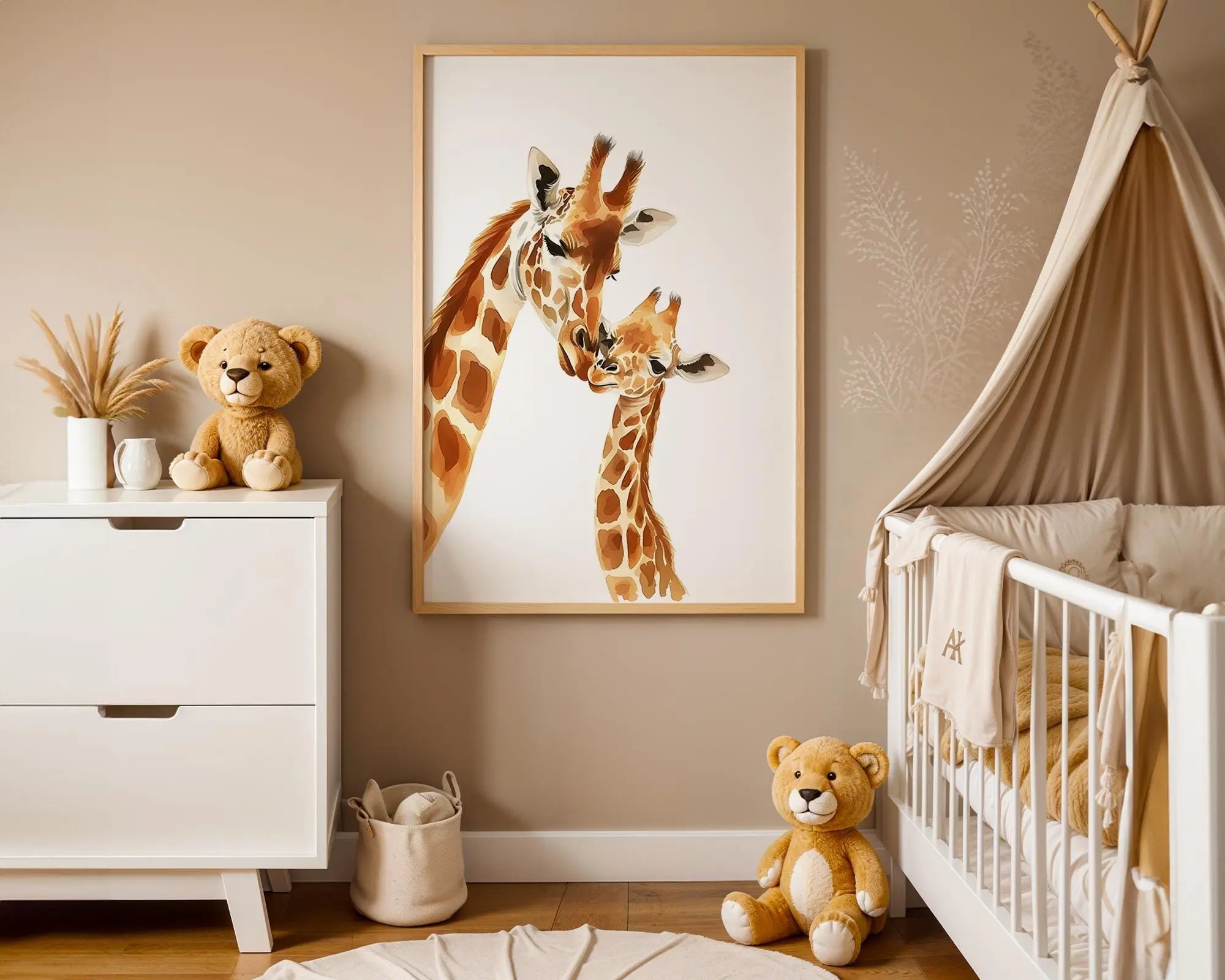 Playroom Ideas | Giraffe Family Nursery Wall Art | Safari Animal Baby Print wall art print, modern home decor, unframed artwork by Nomad & Nest
