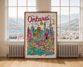 Ontario Canada Travel Poster | Colorful Cityscape Lake View Art Print wall art print, modern home decor, unframed artwork by Nomad & Nest