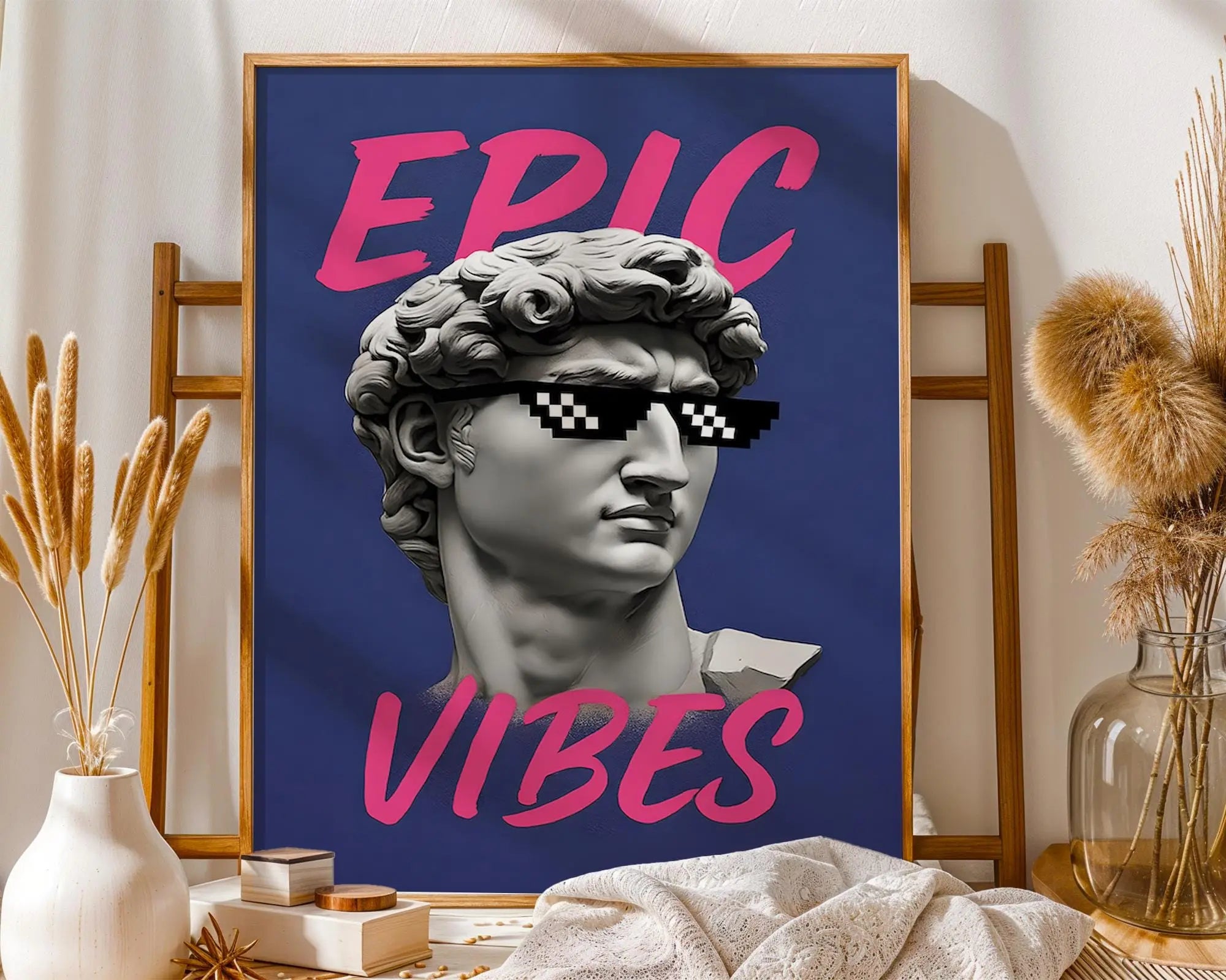 Classical Statue Print | Sunglasses Pop Art Poster wall art print, modern home decor, unframed artwork by Nomad & Nest