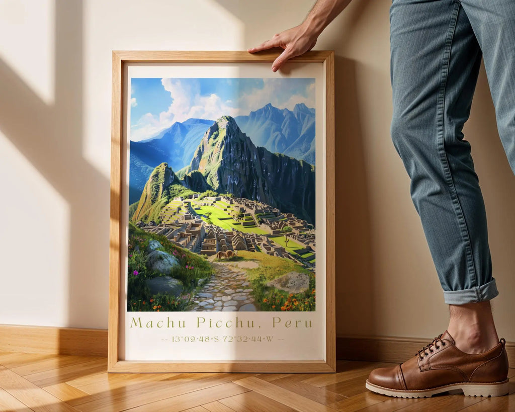 Machu Picchu Travel Poster – Inca Ruins, Mountain Landscape Art Print wall art print, modern home decor, unframed artwork by Nomad & Nest