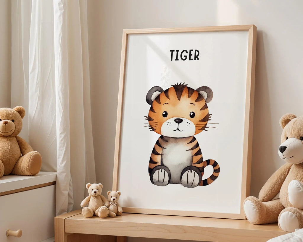 Playroom Ideas | Tiger Nursery Wall Art | Safari Animal Baby Print wall art print, modern home decor, unframed artwork by Nomad & Nest