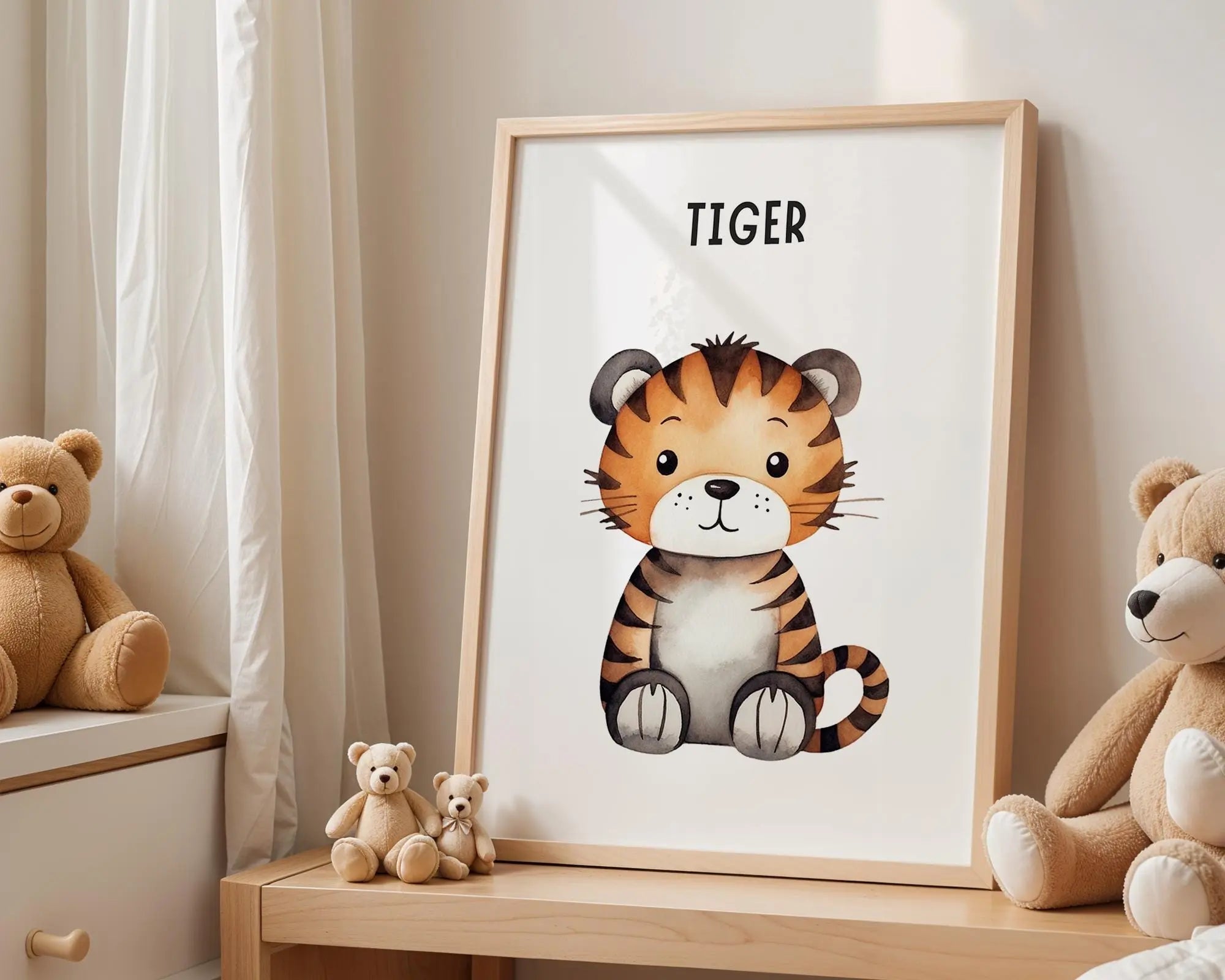 Playroom Ideas | Tiger Nursery Wall Art | Safari Animal Baby Print wall art print, modern home decor, unframed artwork by Nomad & Nest