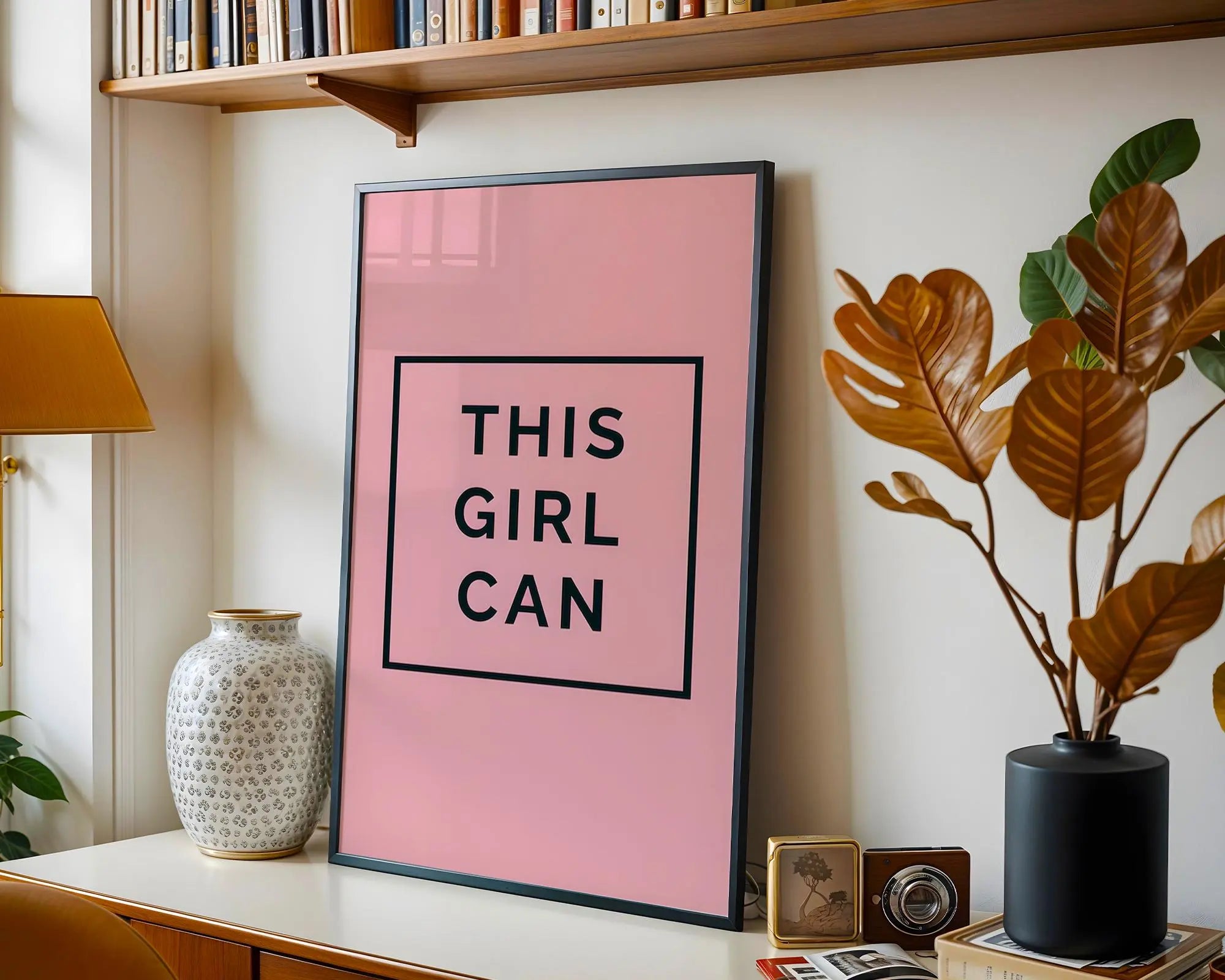 Positive Emotion | This Girl Can Wall Art | Minimal Typography | Soft Pink Empowerment Decor wall art print, modern home decor, unframed artwork by Nomad & Nest