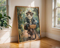 Cat on Bicycle Print | Whimsical Feline Poster wall art print, modern home decor, unframed artwork by Nomad & Nest
