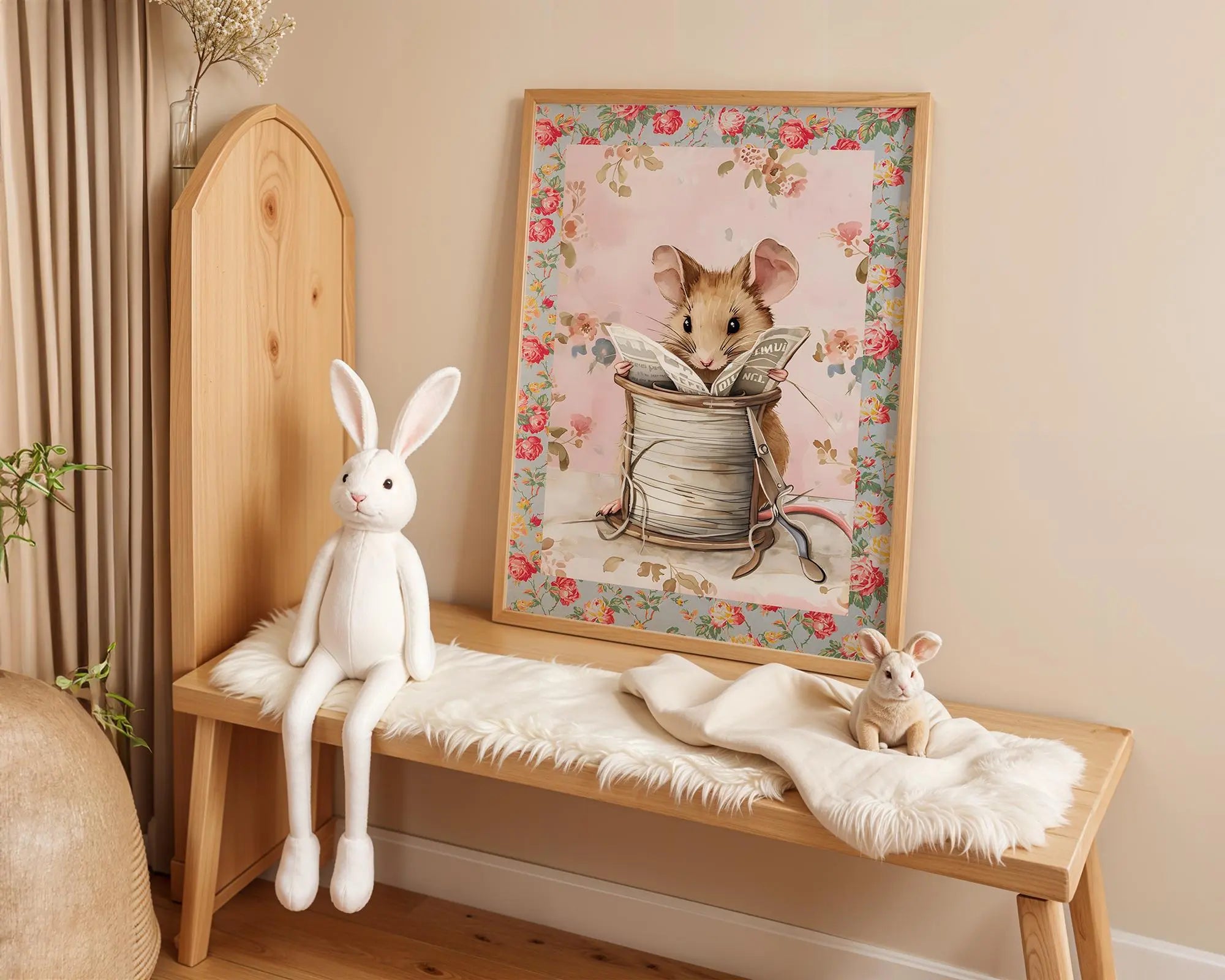 Playroom Ideas | Mouse Reading Nursery Wall Art | Vintage Animal Storybook Print wall art print, modern home decor, unframed artwork by Nomad & Nest