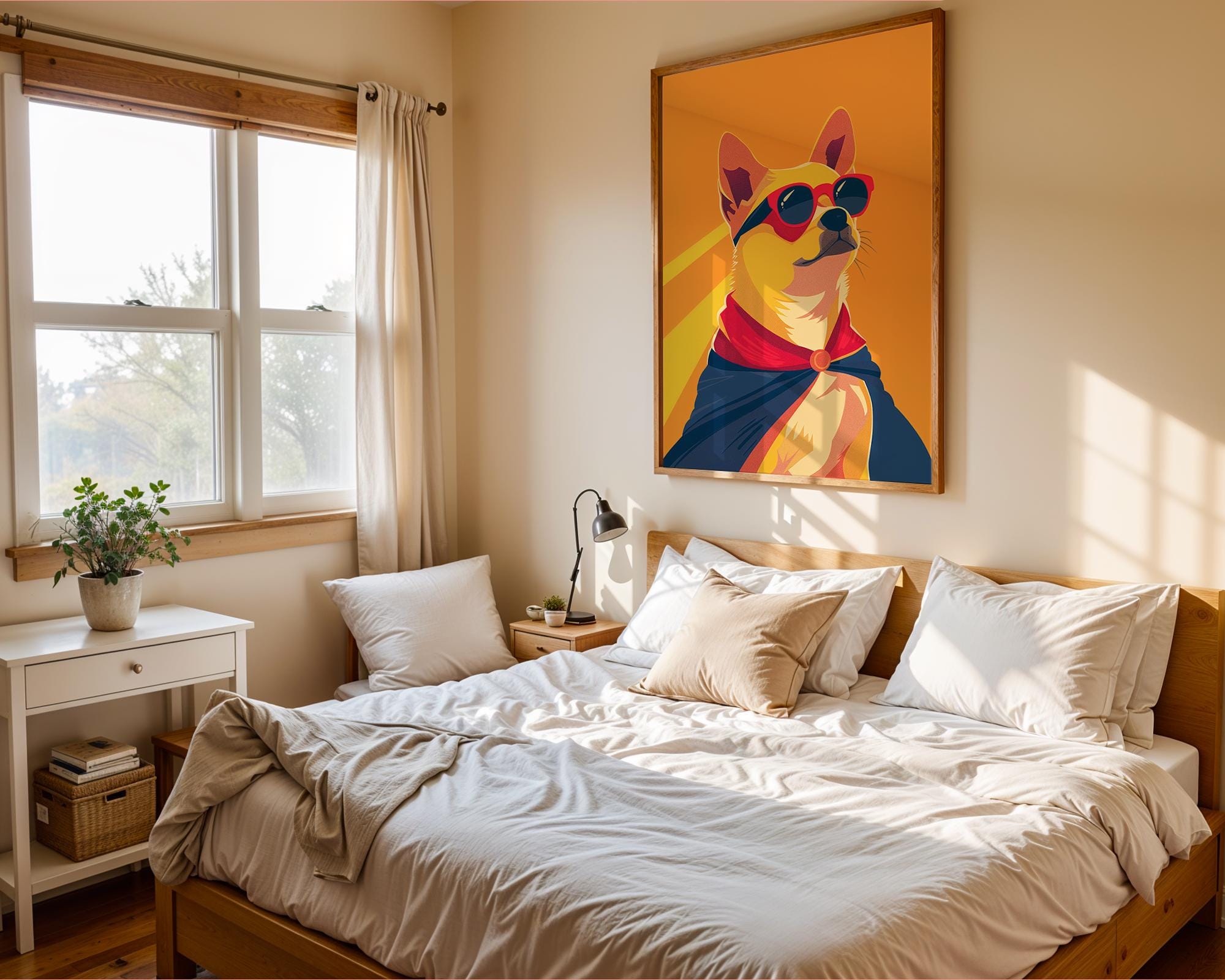 Superhero Dog Print | Retro Pop Art Pet Lover Gift wall art print, modern home decor, unframed artwork by Nomad & Nest