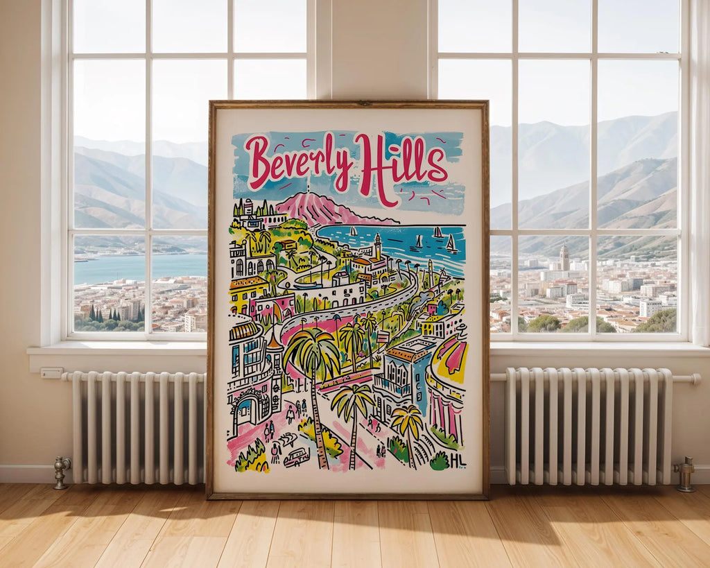 Beverly Hills Art Print | California Coastal Illustration wall art print, modern home decor, unframed artwork by Nomad & Nest