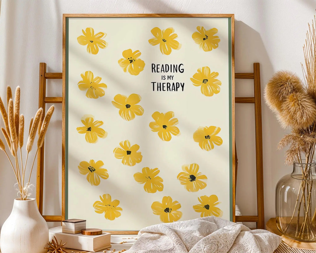 Book Lover Floral Print | Reading Therapy Wall Art wall art print, modern home decor, unframed artwork by Nomad & Nest