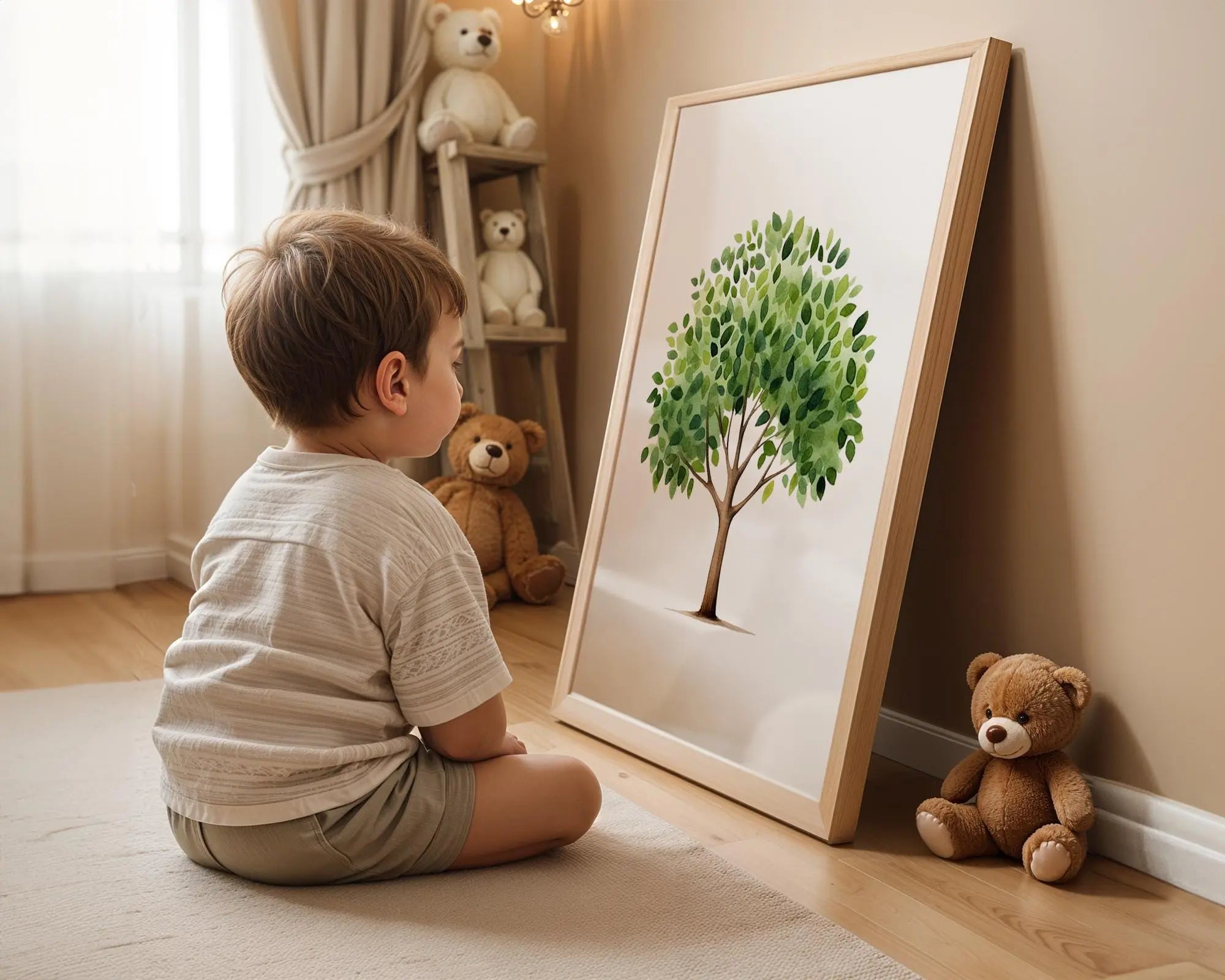 Playroom Ideas | Watercolour Tree Nursery Wall Art Woodland Nature Print wall art print, modern home decor, unframed artwork by Nomad & Nest