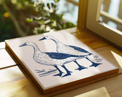 Blue Geese Farmhouse Print, Rustic Kitchen Wall Art wall art print, modern home decor, unframed artwork by Nomad & Nest