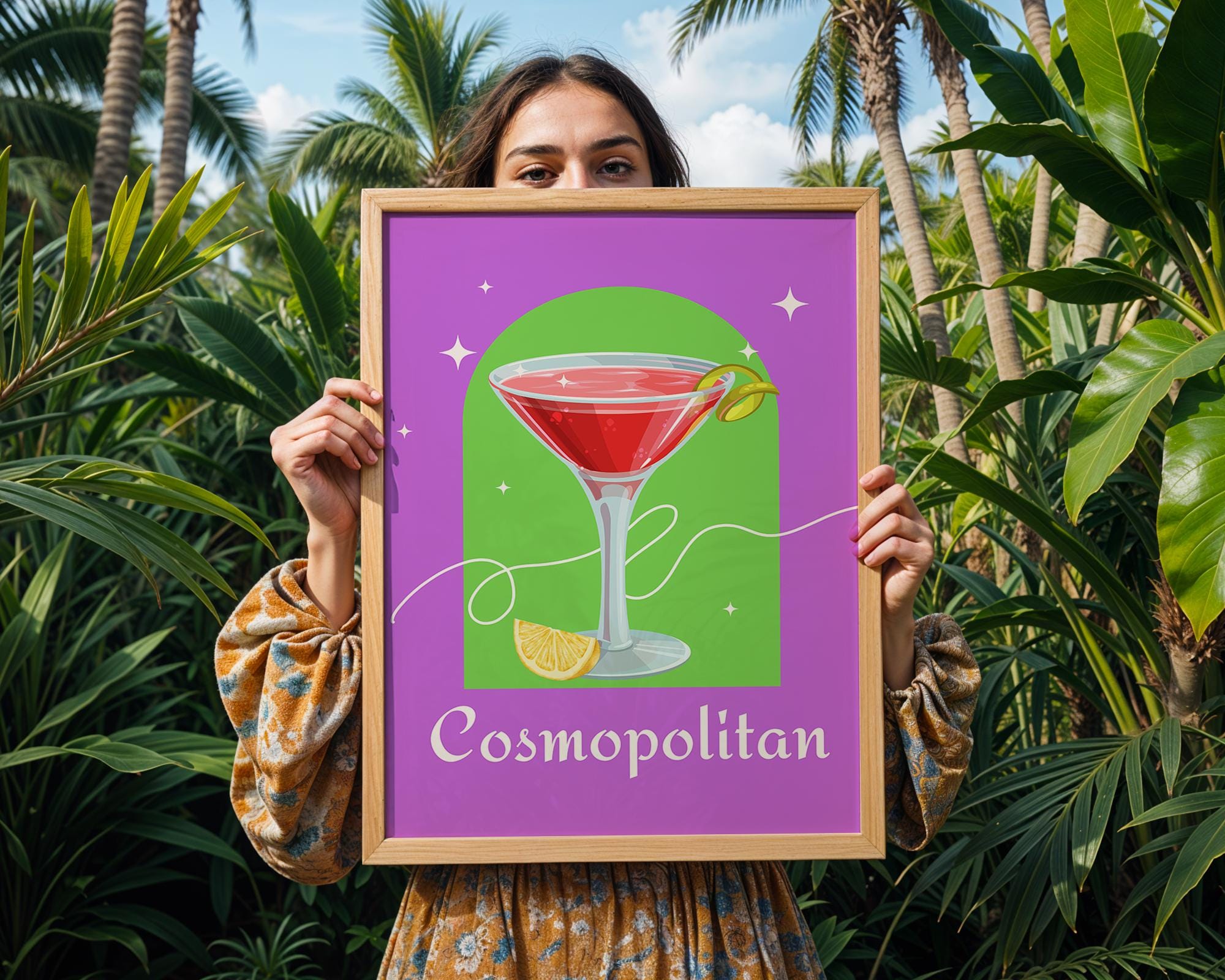 Cosmopolitan Cocktail Art Print | Modern Bar Cart Decor wall art print, modern home decor, unframed artwork by Nomad & Nest