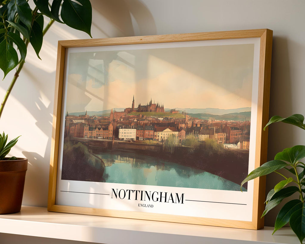 Nottingham England Skyline Art Print | UK Travel Poster wall art print, modern home decor, unframed artwork by Nomad & Nest