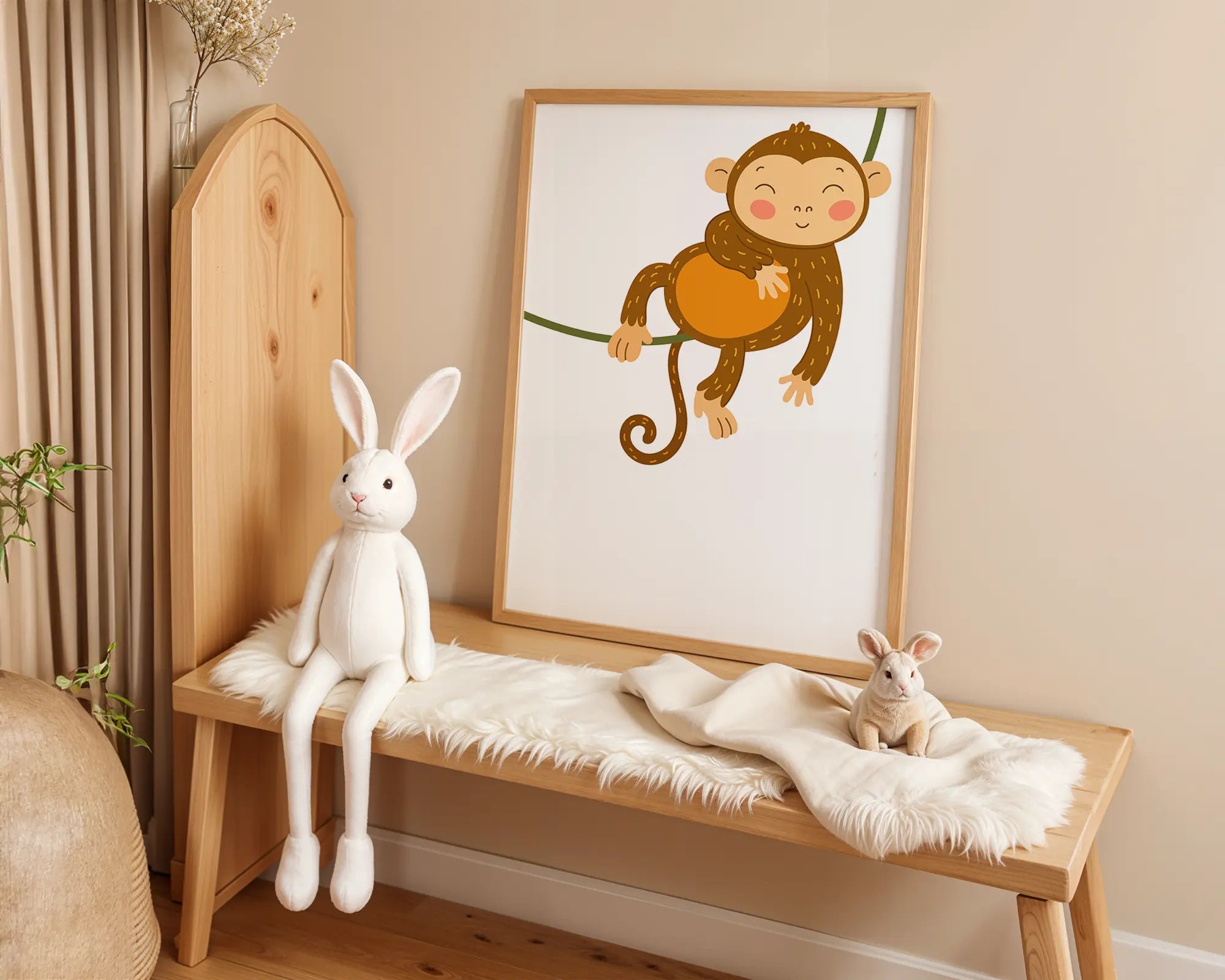 Playroom Ideas | Swinging Monkey Nursery Wall Art | Playful Jungle Decor wall art print, modern home decor, unframed artwork by Nomad & Nest