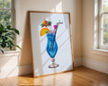 Blue Cocktail Art Print | Tropical Bar Wall Decor wall art print, modern home decor, unframed artwork by Nomad & Nest
