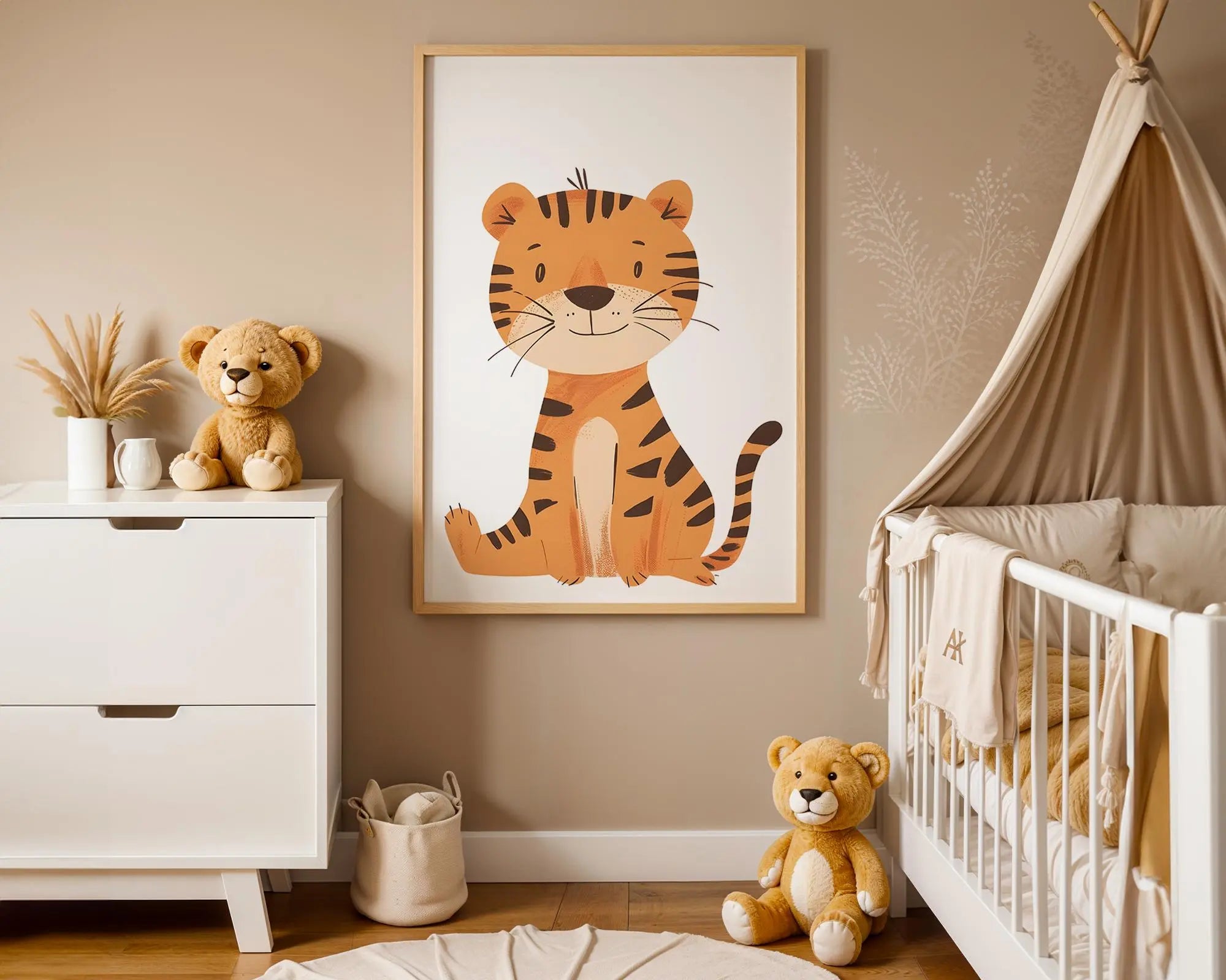 Playroom Ideas | Friendly Tiger Nursery Wall Art | Jungle Animal Kids Decor wall art print, modern home decor, unframed artwork by Nomad & Nest