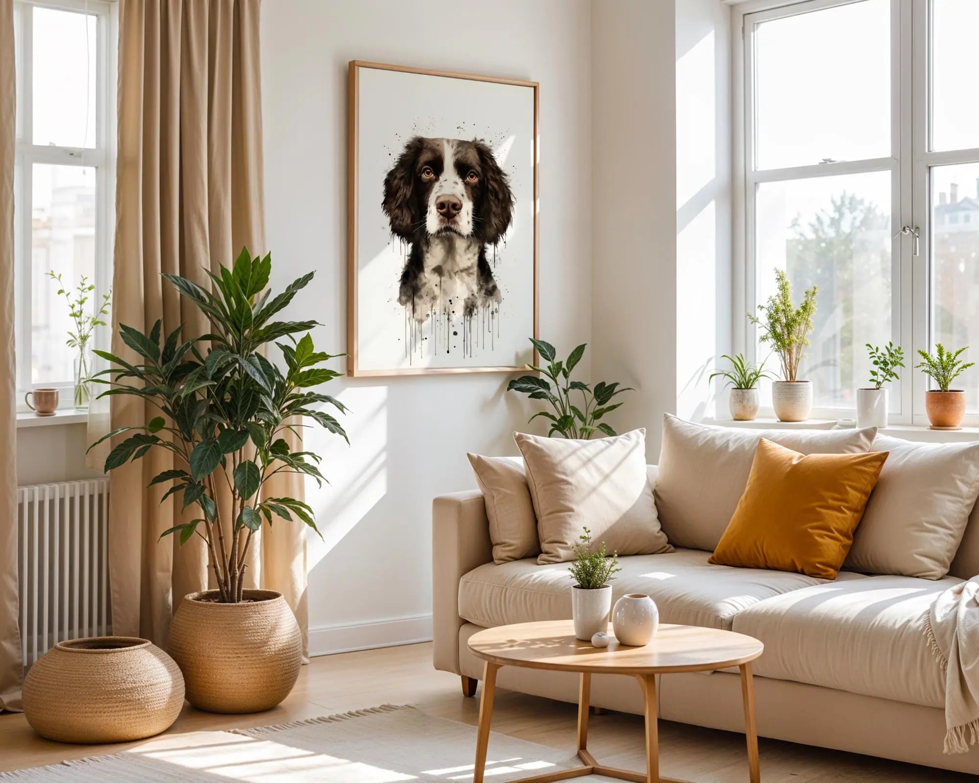 Springer Spaniel Watercolor Portrait | Elegant Dog Breed Wall Art wall art print, modern home decor, unframed artwork by Nomad & Nest