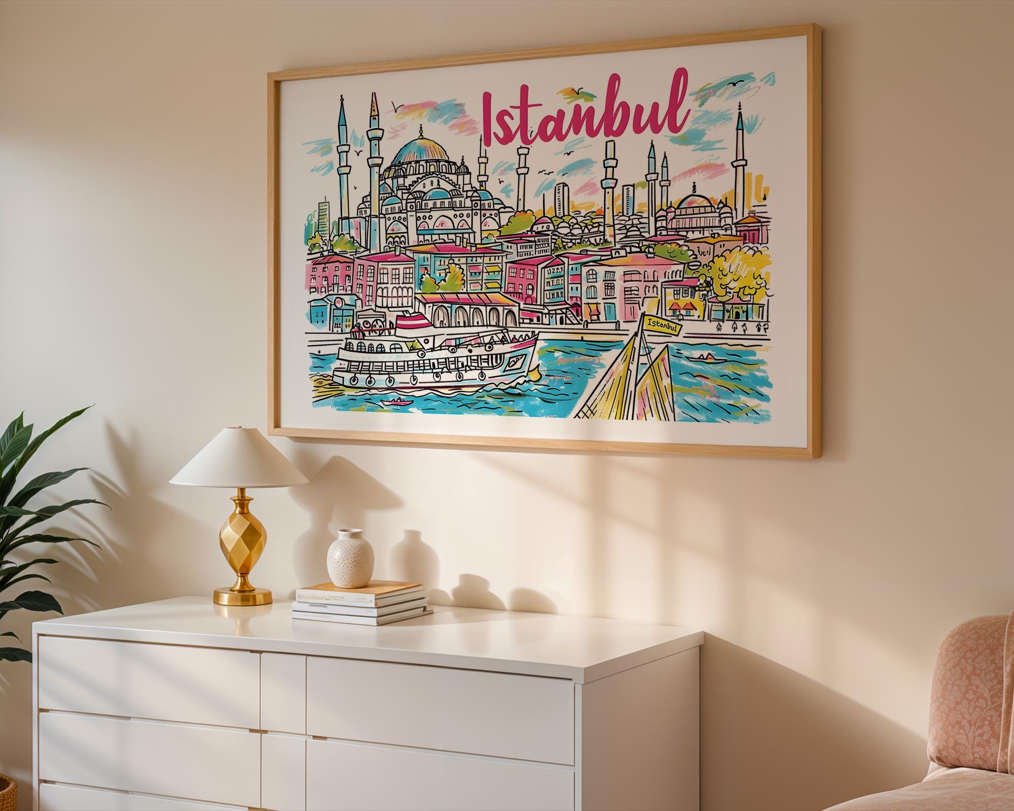 Istanbul Travel Poster | Colorful Hagia Sophia Art Print wall art print, modern home decor, unframed artwork by Nomad & Nest