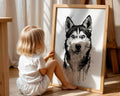 Siberian Husky Watercolour Print | Modern Dog Portrait Art wall art print, modern home decor, unframed artwork by Nomad & Nest