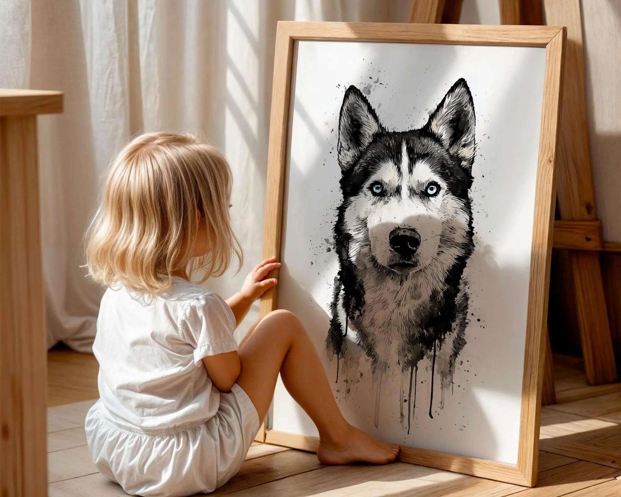 Siberian Husky Watercolour Print | Modern Dog Portrait Art wall art print, modern home decor, unframed artwork by Nomad & Nest