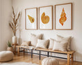 Colourful Prints | Seashell Wall Art Prints (Set of 3) • Orange & Gold Watercolor wall art print, modern home decor, unframed artwork by Nomad & Nest