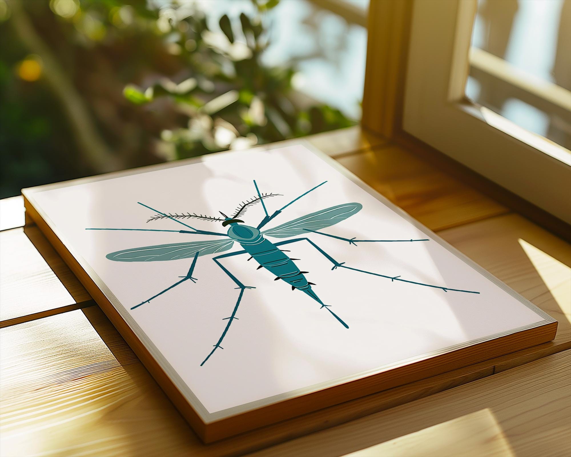 Teal Mosquito Print, Modern Insect Illustration, Science Office Decor wall art print, modern home decor, unframed artwork by Nomad & Nest