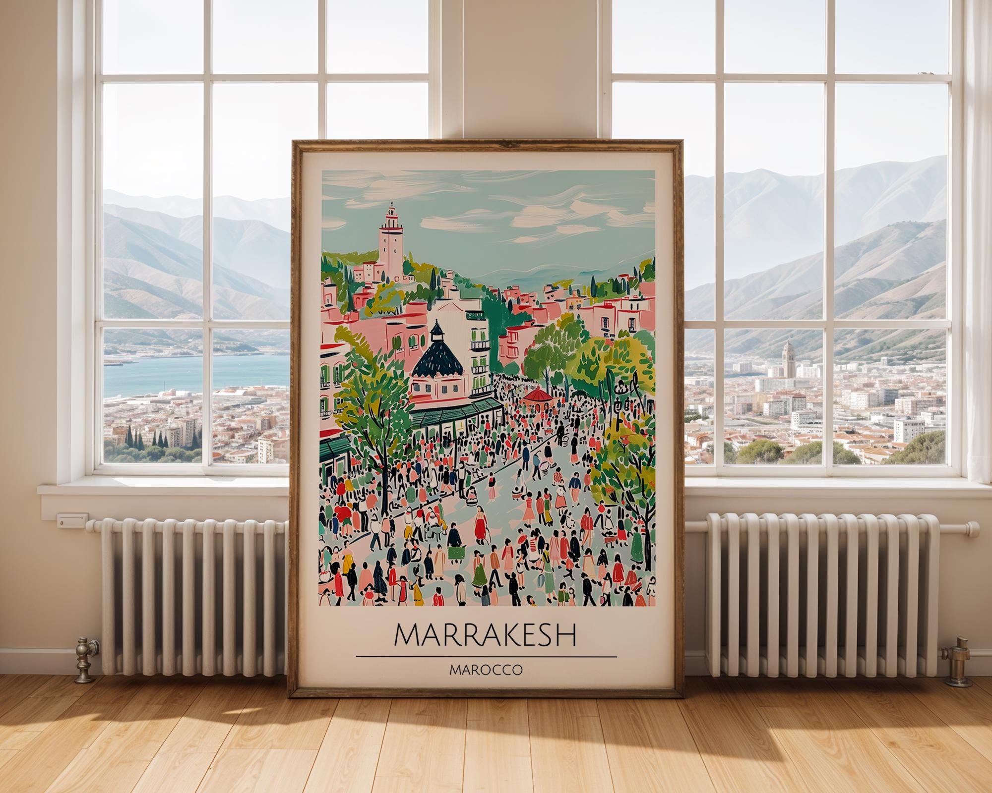 Marrakesh Morocco Art Print | Vibrant North African Travel Poster wall art print, modern home decor, unframed artwork by Nomad & Nest