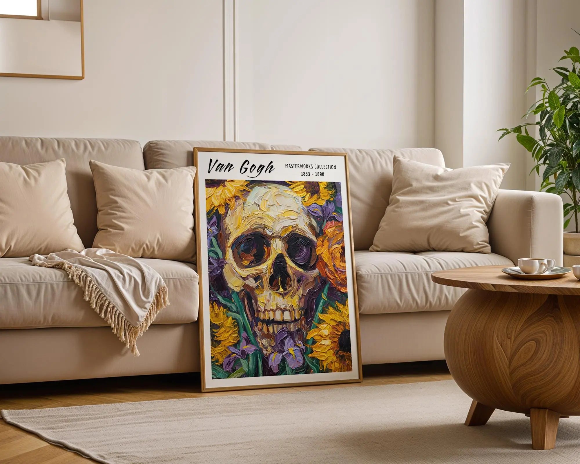 Van Gogh Print | Skull with Flowers  | Gothic Expressionist Wall Art wall art print, modern home decor, unframed artwork by Nomad & Nest