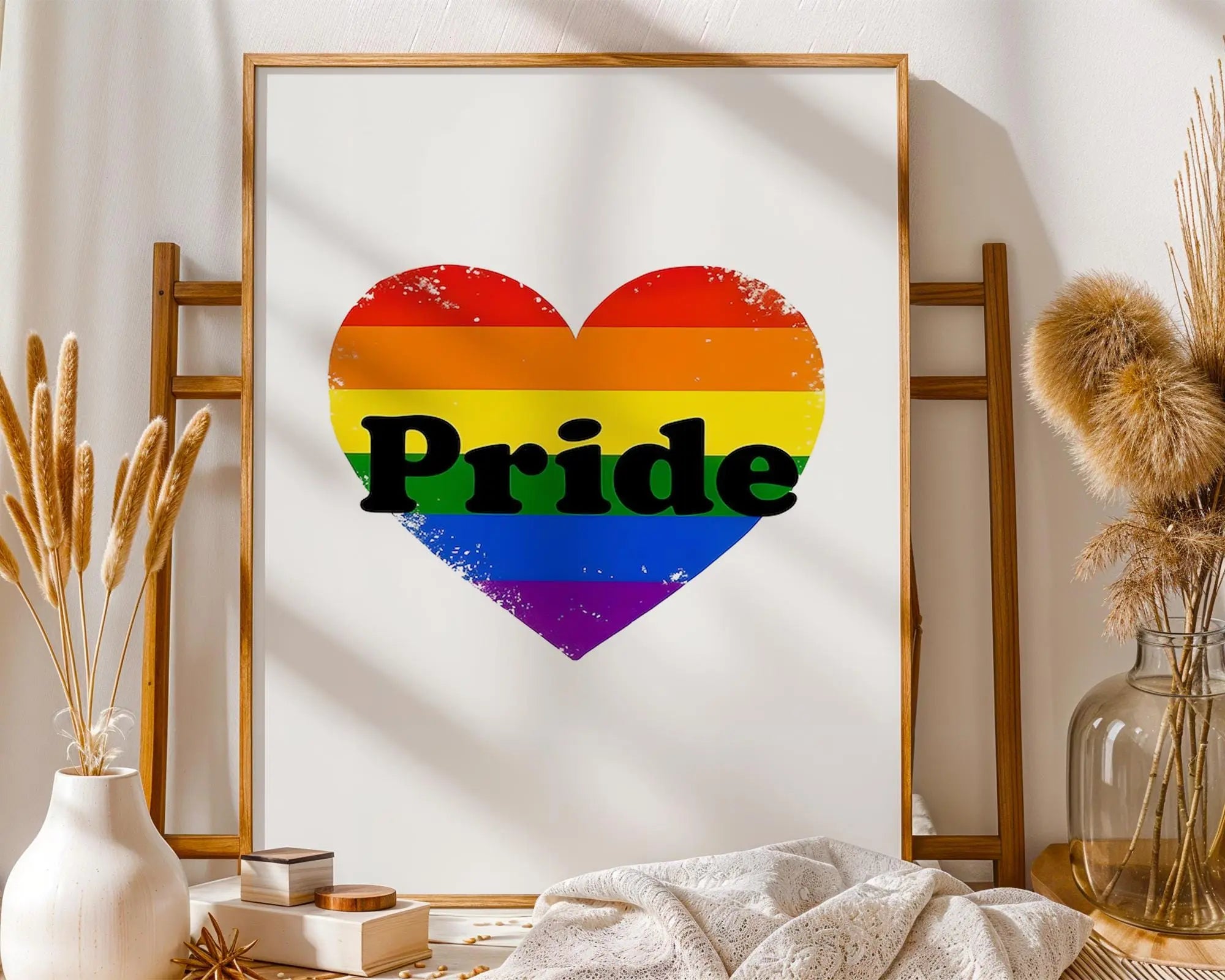 Positive Emotion | Rainbow Pride Heart Wall Art | LGBTQ Love Symbol Print | Minimal Equality Poster wall art print, modern home decor, unframed artwork by Nomad & Nest
