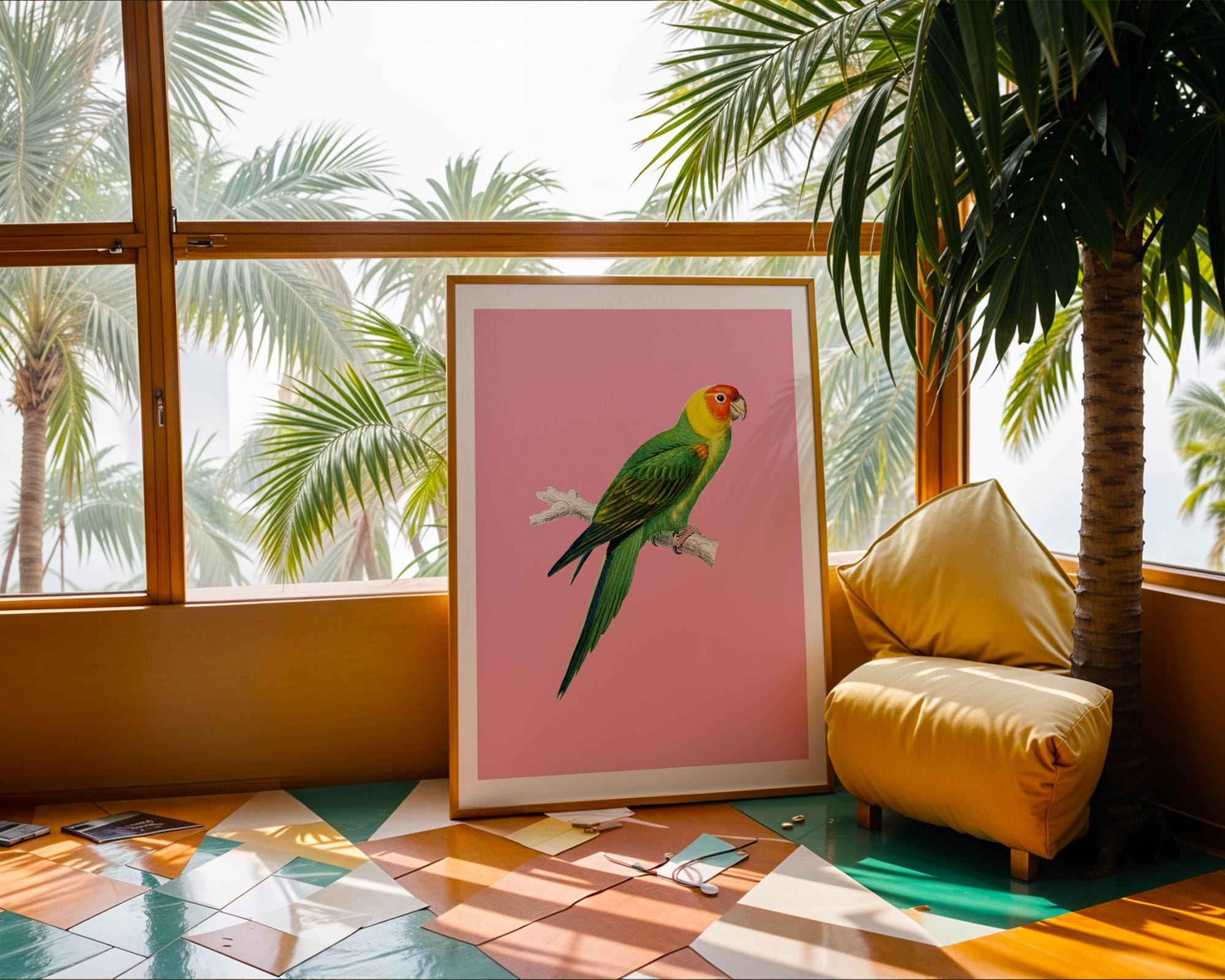 Green Parrot Wall Art | Tropical Bird Poster, Nature Print wall art print, modern home decor, unframed artwork by Nomad & Nest