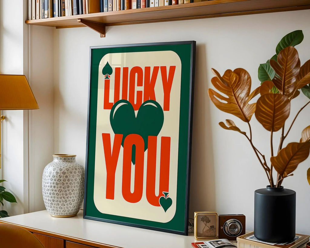 Lucky You Retro Card Art Print | Bold Typography Wall Decor wall art print, modern home decor, unframed artwork by Nomad & Nest