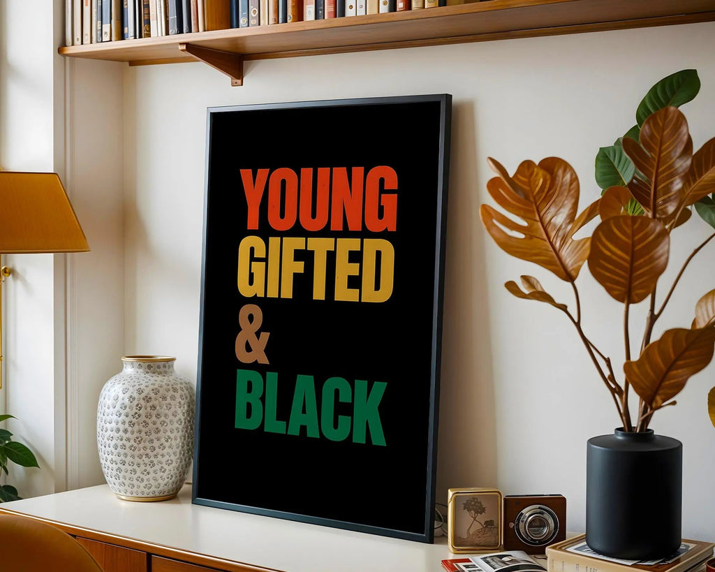 Positive Emotion | Young Gifted And Black Wall Art | Bold Cultural Typography | Empowerment Poster wall art print, modern home decor, unframed artwork by Nomad & Nest