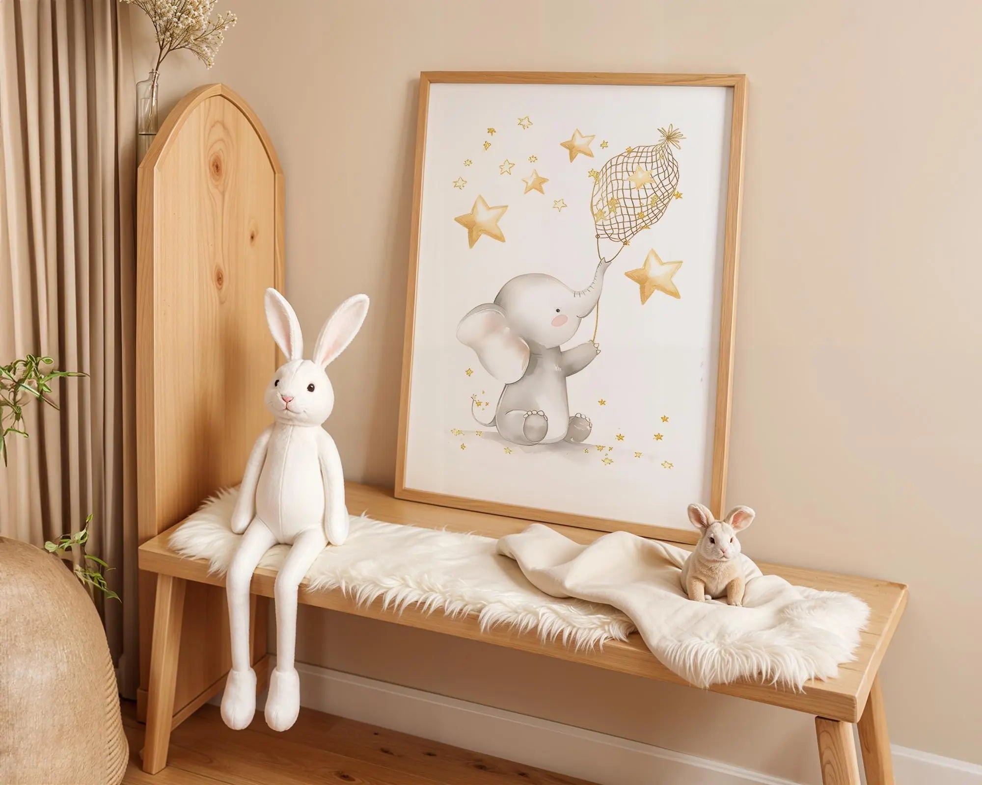 Playroom Ideas | Elephant Stars Nursery Wall Art | Neutral Safari Baby Print wall art print, modern home decor, unframed artwork by Nomad & Nest