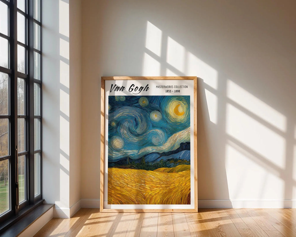 Van Gogh Print | Starry Night Wheatfield  | Impressionist Landscape Poster wall art print, modern home decor, unframed artwork by Nomad & Nest