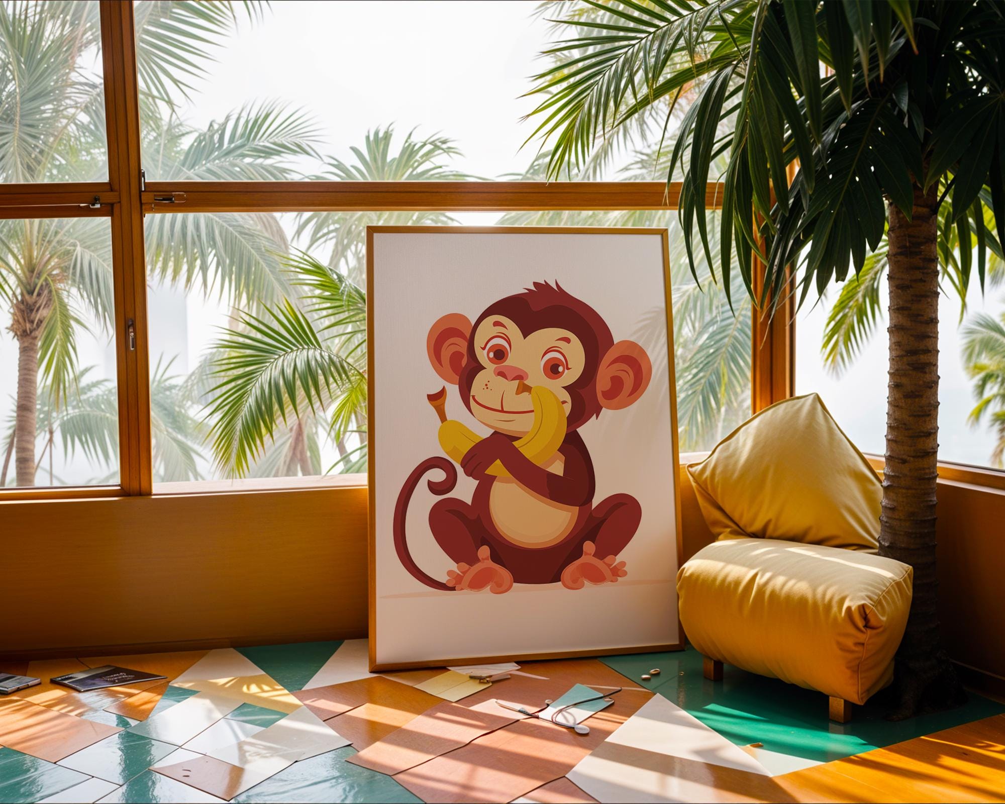 Playful Monkey Print | Jungle Nursery Wall Art wall art print, modern home decor, unframed artwork by Nomad & Nest