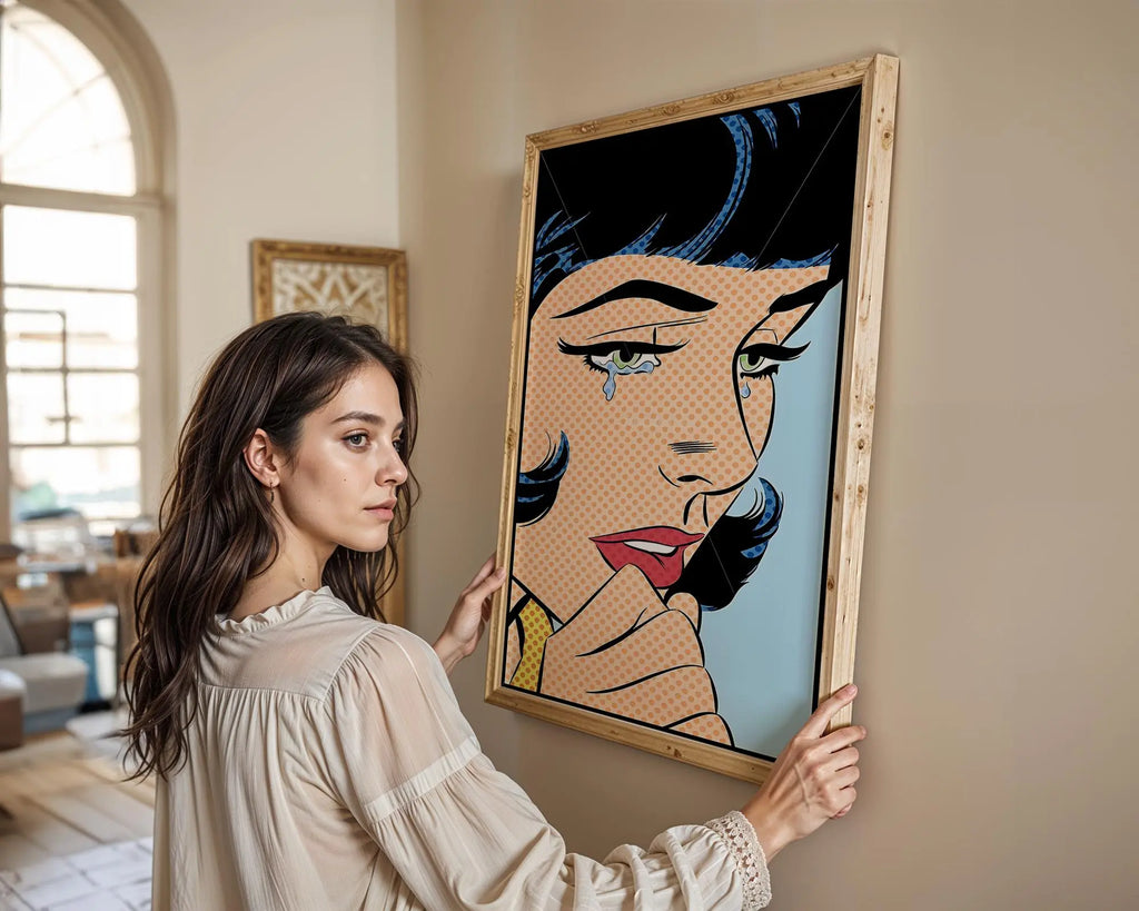 Modern Pop Art | Crying Woman  Print | Retro Comic Book Style  Decor wall art print, modern home decor, unframed artwork by Nomad & Nest